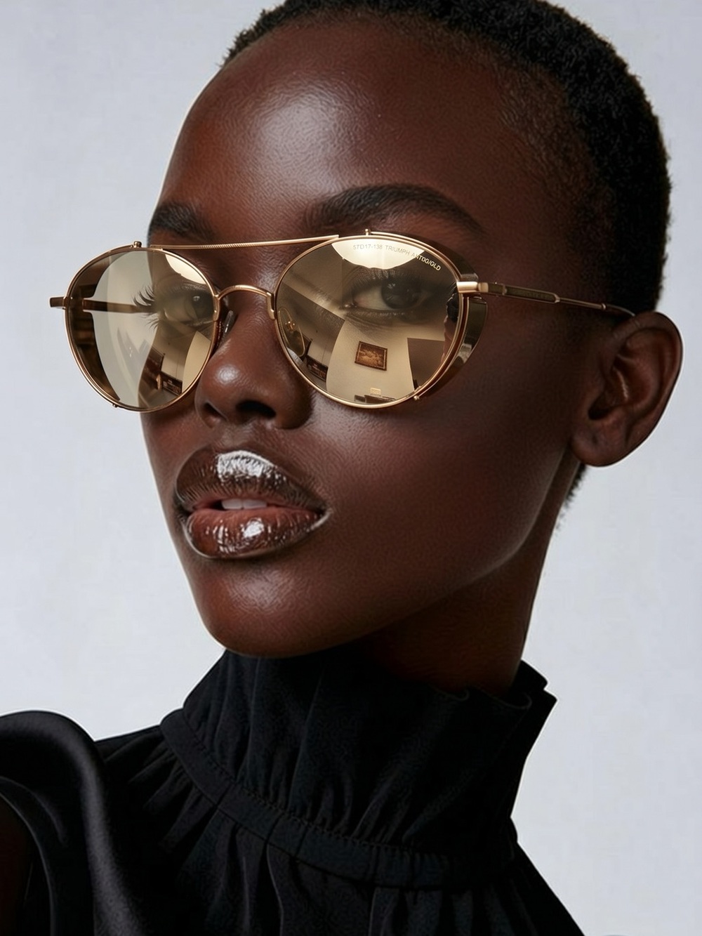Saint Owen titanium frame Gold Round Aviator Sunglasses - Mirrored Lenses